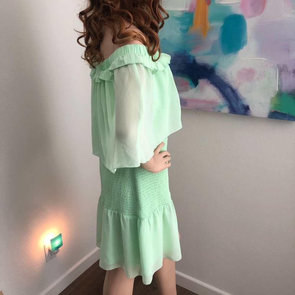 Marciano Mint Color Off the Shoulder Ruffle Dress - Picture 2 of 9